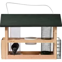dobar Vogelfutterstation 7-in-1, 39 x 19 x 29 cm, Holz - Grundfarbe: Grün - Beige - Tierart: Vogel - Produkttyp: Futterstelle