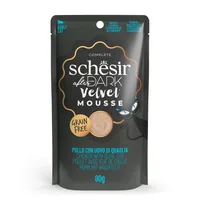 Schesir after Dark Velvet Mousse Huhn mit Wachtelei, 80 g - Tierbedürfnis: Kein besonderes Bedürfnis - Geschmacksrichtung: Geflügel - Zertifikate: Keine Zertifizierung - Fleischsorte: Huhn - Packungsgrösse: 80 g - Futtereigenschaft: Getreidefrei