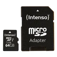 SD MicroSD Card 64GB Intenso SD-HC UHS-I inkl. SD- Adapter retail