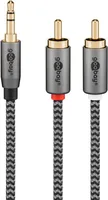 Plus Audio Adapterkabel AUX 3,5mm Klinke > Stereo-Cinch Stecker (schwarz/silber, 0,5 Meter)