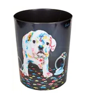 Läufer Papierkorb Bunter Hund, 13 l - Fassungsvermögen: 13 l - Höhe: 30 cm - Anzahl Behälter: 1 - Material: Kunststoff - Detailfarbe: Mehrfarbig - Form: Rund