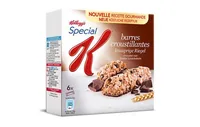 Kellogg's Riegel Special K Choco 6 x 21.5 g - Produkttyp: Getreide - Nährwertangabe pro: 100 g - Energiegehalt (in kj): 1660 KJ - Energiegehalt (in kcal): 394 Kcal - Fett: 9.2 g - Gesättigte Fettsäuren: 4.7 g