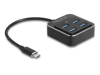 Delock USB-Hub 4 x USB 3.1 Typ-A - Stromversorgung: USB - Anzahl Ports: 4 - Detailfarbe: Schwarz - USB Standard: 3.1 Gen 2 (10 Gbps) - USB Anschluss 2 (Endgerät): USB A - USB Anschluss 1 (Quelle): USB C