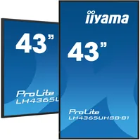 iiyama Public Display ProLite LH4365UHSB-B1 42.5 - Bildschirmdiagonale: 42.5  - Auflösung: 3840 x 2160 (Ultra HD 4K) - Bildschirmhelligkeit: 800 cd/m² - Seitenverhältnis Bildschirm: 16:9 - Betriebsdauer im Dauerbetrieb: 24/7 - Schnittstellen: RJ-45 (LAN) 