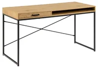 AC Design Tisch Seaford, Schwarz matt / Wildeiche matt - Material: MDF - Edelstahl (pulverbeschichtet) - Belastbarkeit: 100 kg