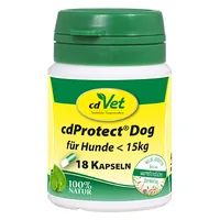 cdVet Hunde-Nahrungsergänzung cdProtect Dog, < 15 kg, 18 Kapseln - Nahrungsergänzungstyp: Tabletten - Tierbedürfnis: Verdauung - Magen & Darm - Zertifikate: Keine Zertifizierung - Packungsgrösse: 18 Stück - Produkttyp: Ergänzungsfutter - Cannabinoide: Kei
