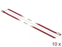 DELOCK Edelstahlkabelbinder L 300 x B 4,6 mm rot 10 Stück