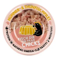 Lucky Lou Extra Food Thunfisch-&Hühnerfilet in Gelée, 70 g - Tierbedürfnis: Kein besonderes Bedürfnis - Geschmacksrichtung: Fisch - Geflügel - Zertifikate: Keine Zertifizierung - Fleischsorte: Thunfisch - Huhn - Packungsgrösse: 70 g - Futtereigenschaft: G