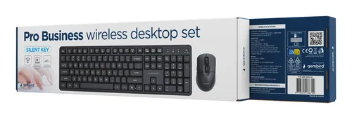 Gembird Silent key Pro Business wireless desktop set, black, US layout