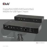 Club 3D Dockingstation CSV-1585 DisplayPort/HDMI KVM - Ladefunktion: Ja - Dockinganschluss: USB-C - Kompatible Hersteller: Universal - Vesa-Bohrung vorhanden: Nein