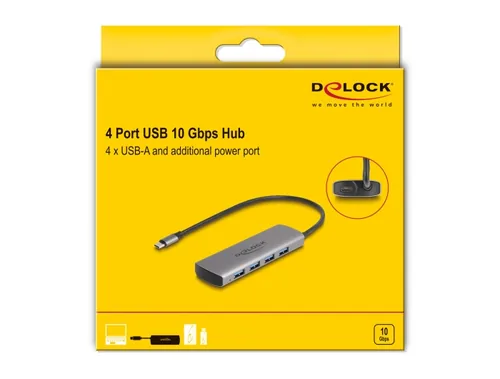 DeLOCK 64293 interface hub USB 3.2 Gen 1 (3.1 Gen 1) Type-C 10000 Mbit/s Grey