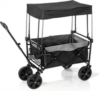 EASYmaxx Bollerwagen faltbar, mit Dach - Detailfarbe: Schwarz