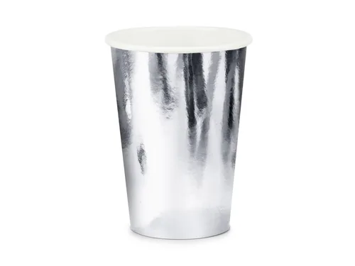 Partydeco Einwegbecher Uni 220 ml, 6 Stück, Silber - Produkttyp: Einwegbecher - Materialtyp: Papier - Material: Pappe - Detailfarbe: Silber - Verpackungseinheit: 6 Stück