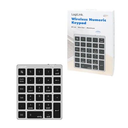 Logilink Wireless 28-Tasten-Keypad BT 5.0, space-grau