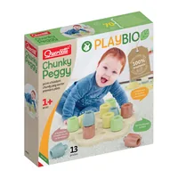 Quercetti Mosaik-Steckspiel PlayBio Chunky Peggy (13 Teile) - Altersempfehlung ab: 12 Monaten - Material: Bio-Kunststoff - Nachhaltigkeit: Nicht angegeben - Detailfarbe: Mehrfarbig