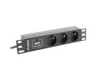 Lanberg PDU-03E-0200-BK Stromverteilereinheit (PDU) 3 AC-Ausgänge 1U Schwarz
