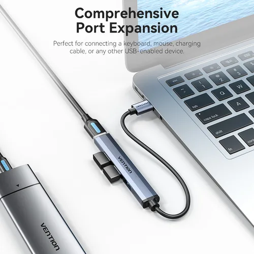 Vention USB 3.0 to USB 3.0/USB 2.0*3 Mini Hub 0.15M Gray Metal Type