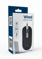 gembird Maus OPT WIRED 4 Tasten USB schwarzsilber