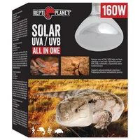 Repti Planet Terrarienlampe Solarlicht mit UVA & UVB 160 W - Lampensockel: E27 - Lichtfarbe: Warmweiss (WW) - Gesamtleistung: 160 W - Lampentyp: Intrarotlampe - Tageslichtlampe - UV-Lampe - Wärmelampe - Benötigt Vorschaltgerät: Nein - UV-Strahlung: UVA - 