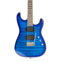MAX E-Gitarre GigKit Quilted Style Blau - Gitarrenkoffer / Gigbag: Gigbag - Hals: Linde - Tonabnehmerbestückung: HH - Gitarrensteg: Tremolo - Leistung AMP: 0 W - Set: Ja