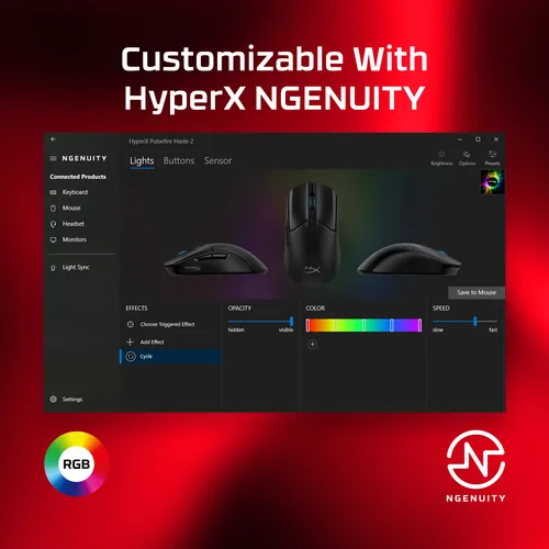 HyperX Pulsefire Haste 2 Wired Black Gaming mouse Ambidestro USB tipo A 26000 DPI