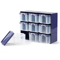 Prym Aufbewahrungstasche mit 9 Boxen Violett, Transparent - Verpackungseinheit: 1 Stück - Detailfarbe: Transparent - Violett - Produkttyp: Aufbewahrungstasche