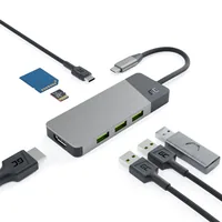 GREEN CELL HUB USB-C ADAPTER GC CONNECT 7W1 (3XUSB 3.1, HDMI 4K 60HZ, USB-C PD 85W, MICROSD/SD)
