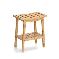 Zeller Present Hocker mit Ablage 40 x 25 x 46 cm, Nature - Tiefe: 25 cm - Breite: 40 cm - Höhe: 46 cm - Belastbarkeit: 100 kg - Sitzhöhe: 46 cm - Detailmaterial: Bambus