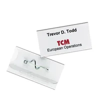 DURABLE Namensschild mit Nadel 30 x 60 mm, 100 Stück - Höhe: 30 mm - Material: Kunststoff - Detailfarbe: Transparent