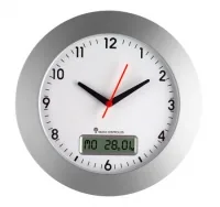 TFA Dostmann Funk-Wanduhr Ø 30 cm, Silber - Form: Rund - Detailfarbe: Silber - Uhrtyp: Analog/Digital - Funksignal: Ja - Funktionen: Zeit - Detailmaterial: Kunststoff