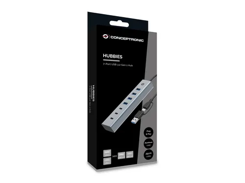 CONCEPTRONIC 7-Port Hub USB-A3.0-C Adap.->4xA3.0o.Netz. gr