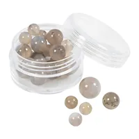 Creativ Company Perlen-Set Achatstein Transparent Grau, 6-10 mm - Packungsgrösse: 25 Stück - Durchmesser: 6 mm - 10 mm - 8 mm - Detailfarbe: Perlgrau - Perlenart: Perlenset