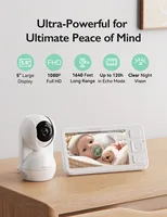 momcozy Video Baby Monitor BM03 - Babyphone Art: Video - Ausstattung: Bewegungssensor - Geräuschesensor - Schlaflieder - Videofunktion - Display vorhanden: Ja - Stromversorgung: Akkubetrieb - Reichweite Max.: 500 m - Verbindungsmöglichkeiten: WLAN (Wi-Fi)