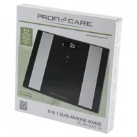 Profi Care Körperanalysewaage PC-PW 3007 Schwarz - Displaytyp: LCD - Personenwaage Funktionen: BMI Messung - Fettanteil - Gewicht - Kalorien - Knochenmasse - Muskelmasse - Wassergehalt - App kompatibel: Nein - Farbe: Schwarz - Produkttyp: Analysewaage