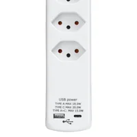STEFFEN Steckdosenleiste POWER EASY 6x T13, 1x USB-A/USB-C PD, Weiss - Einsatzgebiet: Indoor - Detailfarbe: Weiss - Kinderschutz: Ja - Steckertyp Ausgang: T13 - Schalter: Ja - Steckdosenanzahl: 6
