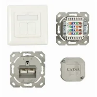 Synergy21 Dosen TP,UP, 2-fach, CAT6A, 500Mhz, Reinweiss, LSA, , waagrechter hinterer Kabeleingang