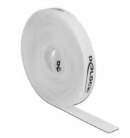 Delock Klettband 5 m x 15 mm Weiss - Breite: 15 mm - Länge: 5 m - Produkttyp: Klettband - Ausstattung Kabelmanagement: Zuschneidbar - Wiederverwendbar - Verpackungseinheit: 1 Stück - Material: Kunststoff