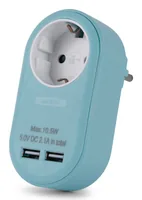 Entac Steckdosenadapter 2x USB-A blau
