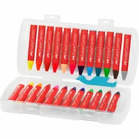 Faber-Castell Wachsmalstifte Jumbo 24-teilig - Verpackungseinheit: 24 Stück - Set: Ja - Detailfarbe: Mehrfarbig - Eigenschaft-Stift: Wasserfest - Farbstifte & Wachsmalstifte-Art: Wachsmalstifte - Anwender: Kinder