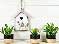Dameco Vogelkäfig zum hängen oder stellen 7 x 10 x 14 cm - Produkttyp: Vogelkäfig - Motiv: Blume - Detailfarbe: Mehrfarbig - Detailmaterial: Holz - Grundmaterial: Holz