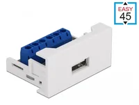 Delock USB 2.0 Adapter Easy 45 Modul Terminalblock - USB-A Buchse - Detailfarbe: Weiss - USB Standard: 2.0 (480 Mbps) - Winkelstecker: Nein - Steckertyp Seite B: USB-A Buchse - Besondere Eigenschaften: Keine - Steckertyp Seite A: Terminalblock