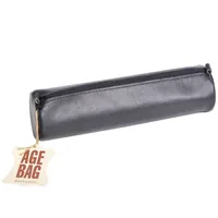 CLAIREFONTAINE Schlamperetui AgeBag 21x6cm 77016C schwarz, rund, Leder
