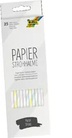 Folia Strohhalm Papier, 25 Stück,  Pastell Streifen - Materialtyp: Papier - Material: Papier - Packungsgrösse: 25 Stück - Länge: 20 cm - Detailfarbe: Mint - Hellgelb - Flieder - Hellrosa - Hellblau