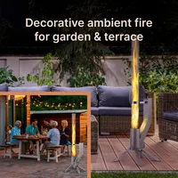 Gardenflare Klassik Feuerrohr Silber - Zusatzausstattung: Keine - Typ: Ambiente - Höhe: 130 cm - Durchmesser: 8 cm - Material: Borosilikatglas - Edelstahl - Edelstahl (pulverbeschichtet) - Metall