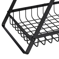Relaxdays 4052025494421 serving basket Rectangular Iron, Wood Black