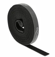 Delock Klettband 5 m x 15 mm Schwarz - Produkttyp: Klettband - Ausstattung Kabelmanagement: Wiederverwendbar - Zuschneidbar - Detailfarbe: Schwarz - Breite: 15 mm - Länge: 5 m - Material: Kunststoff