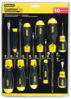 Stanley Schraubenzieher-Set CushionGrip 10-teilig - Anwendungsbereich: Werkstatt - Schraubenziehertyp: Phillips - Schlitz