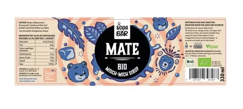 SodaBär Bio-Sirup Mate 330 ml - Volumen: 330 ml - Geschmacksrichtung: Mate - Verpackungseinheit: 1 Stück
