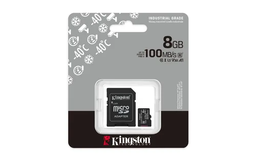 KINGSTON 8GB -  microSDHC -  Industrial -  C10 -  A1 -  pSLC -  Card + SD Adapter
