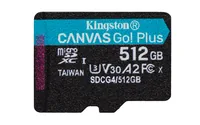 Kingston microSDXC-Karte Canvas Go! Plus 512 GB - Speicherkartentyp: microSDXC - Speicherkapazität: 512 GB - Geschwindigkeitsklasse: Class 10 - Schreibgeschwindigkeit max.: 160 MB/s